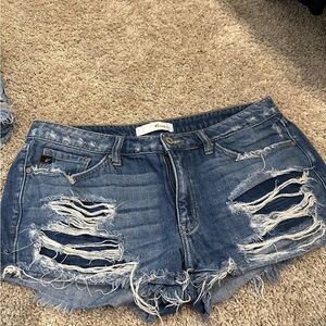 KanCan Blue Distressed Jean Shorts High-Waisted Cut-Off